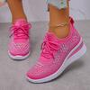 Fashion Women's Shiny Rhinestone Wedge Sneakers Breathable Knit Non Slip Walking Shoes Woman Plus Size Fashion Thick Sole White Sneakers