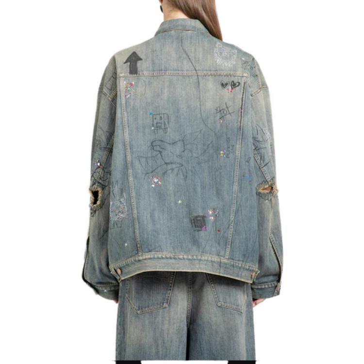 Balenciaga Denim Jacket Loose Fit Men's Blue 721708TOW664036