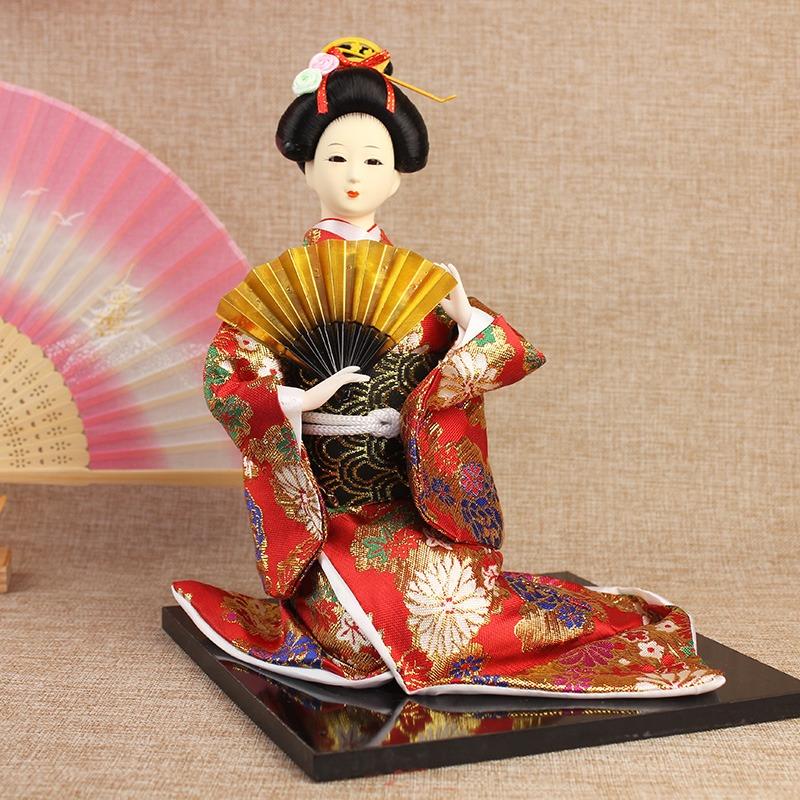Japanese Kimono Geisha Doll Silk Figure Sitting Posture Style 14inch Japanese Cuisine Decoration Hotel Supplies New Year Gift