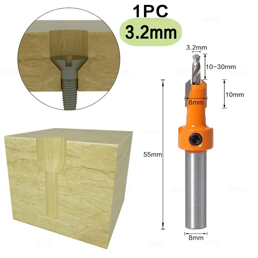 

8mm Shank HSS Woodworking Countersink Router Bit 1PC or 5PCS High Speed Steel Screw Extractor for Wood Milling Cutter