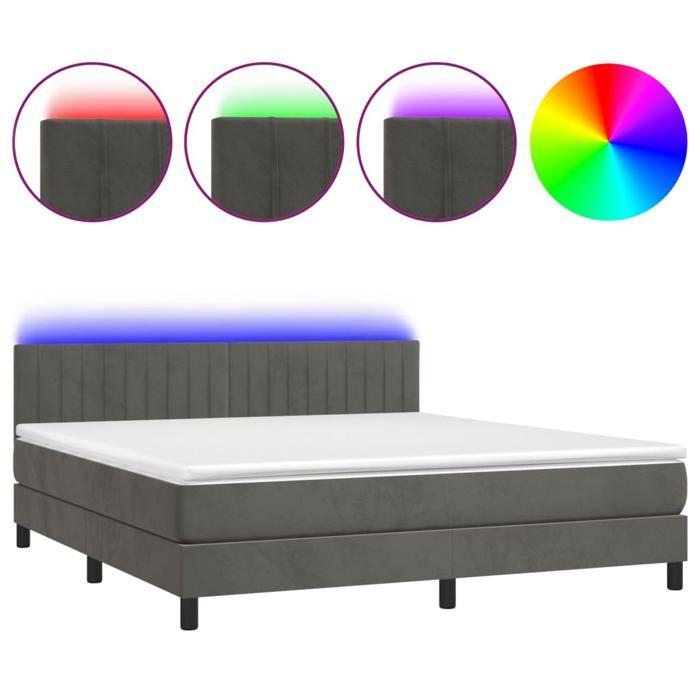 VidaXL Sommier à Lattes de Lit avec Matelas et LED, Lit Rembourré, Lit Double, Lit Adulte de Chambre à Coucher Intérieur, 3134532