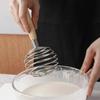 Wood Handle Spiral Egg Beater Stainless Steel Egg Mixer Baking Tools Spring Egg Whisk  Butter