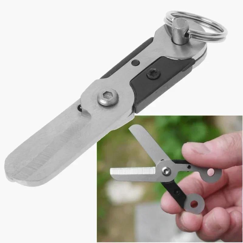 Schere Praktische Mini-Schere mit Federverschluss Anti-Verlust-Design Outdoor-Werkzeuge mit Schlüsselringen passend zu Schlüsselringen