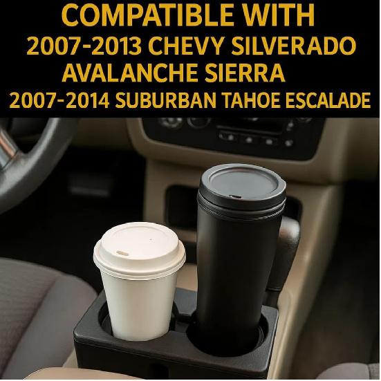 19154712 Cup Holder Compatible With 2007-2013 Chevy Silverado Avalanche Sierra 2007-2014 Suburban Tahoe Escalade - Floor Mounted Front Center Console