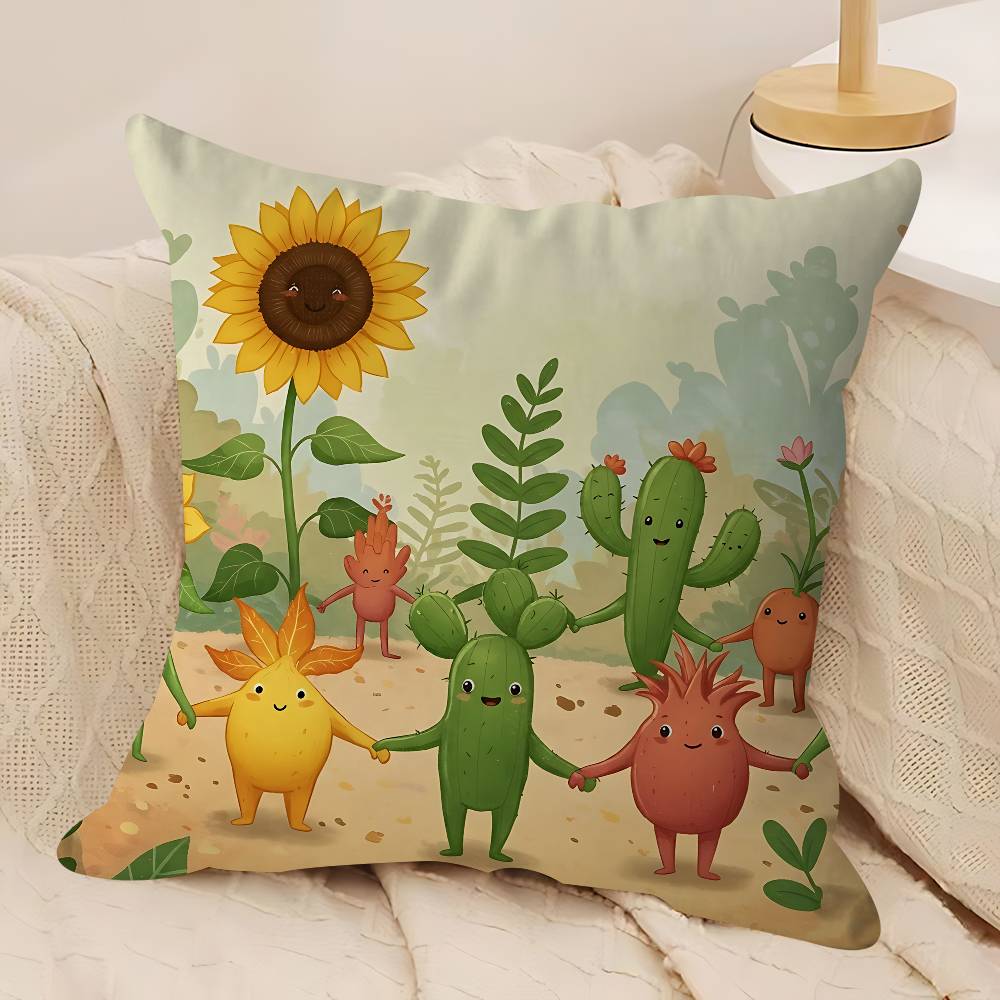 Niedliche Cartoon Sukkulenten Kissen Geschenke Heim Büro Einrichtung Schlafzimmer Sofa Auto Kissenbezug Hülle 45x45cm
