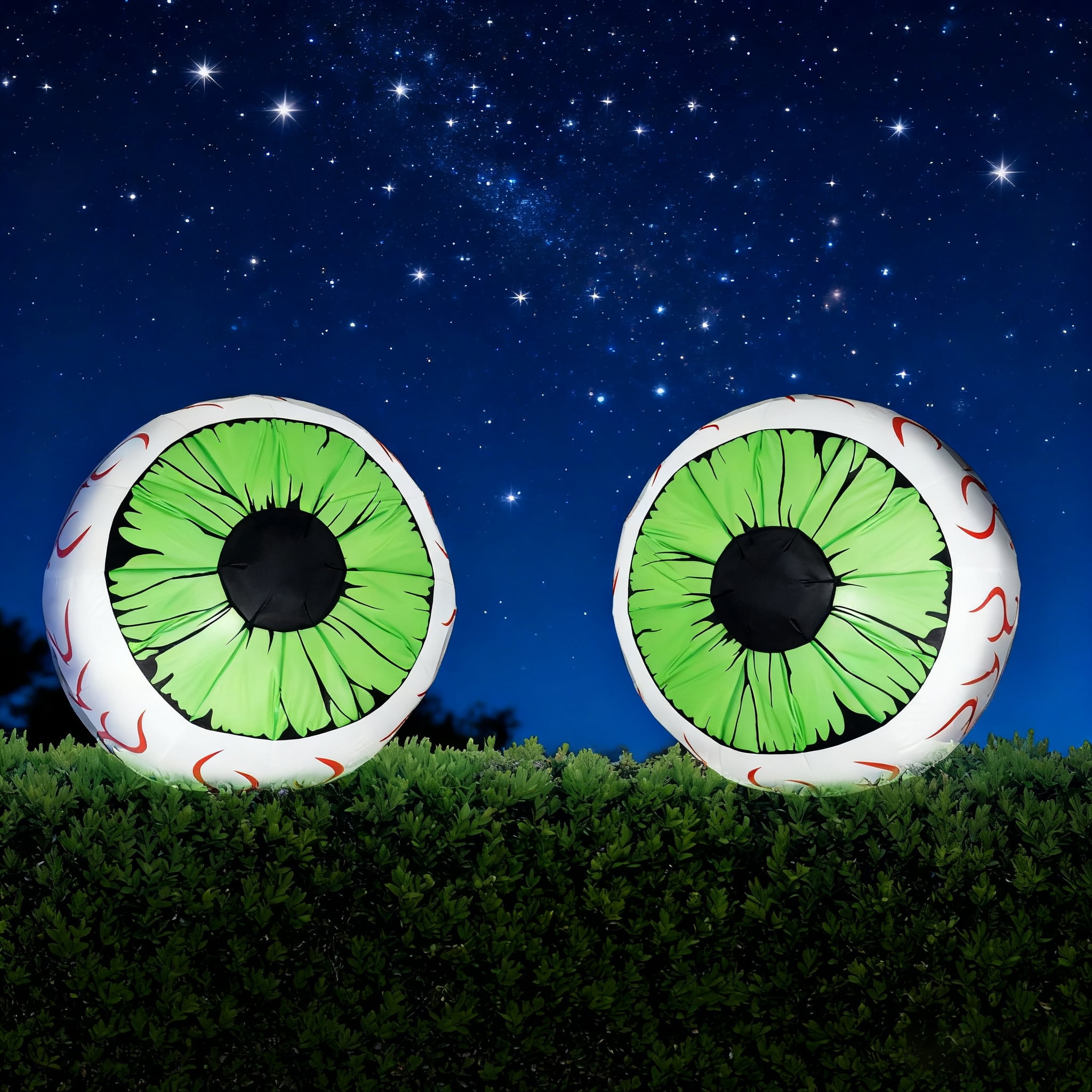 

Joyfy 2 Pack Halloween Inflatable Huge Green Eyeballs with Build-in LEDs 3ft Halloween Decor Party Supplies Blow up Decoration зелений