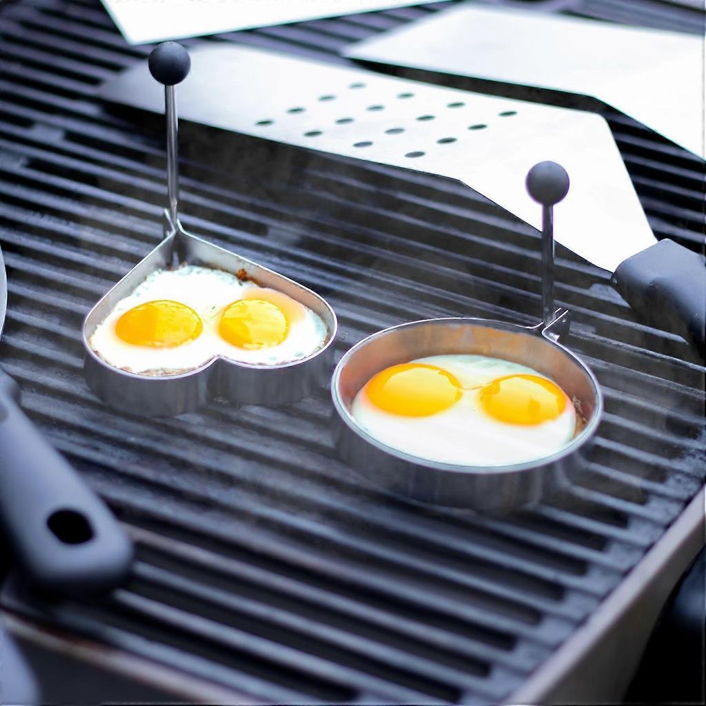 Stainless Steel Grill Cutlery Set - 2 Spatulas, 2 Bottles, 2 Egg Rings, 1 Hamburger Turner, 1 Scraper and 1 Dough Card (9 Pieces)