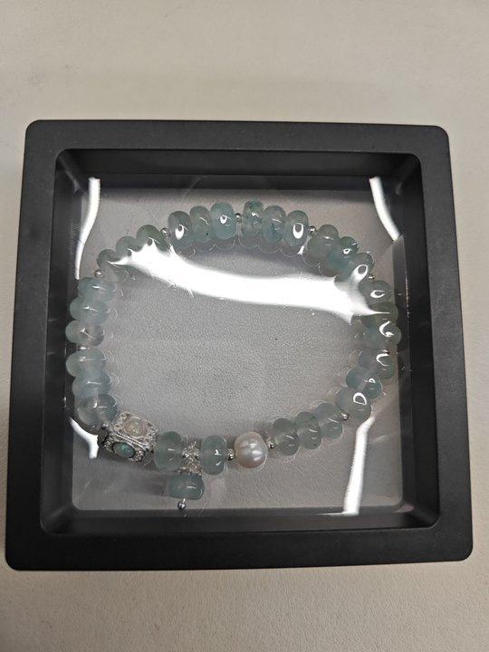 

Natural stone freshwater pearl blue chalcedony bracelet sweet and fresh lotus pod bell bracelet bracelet jewelry
