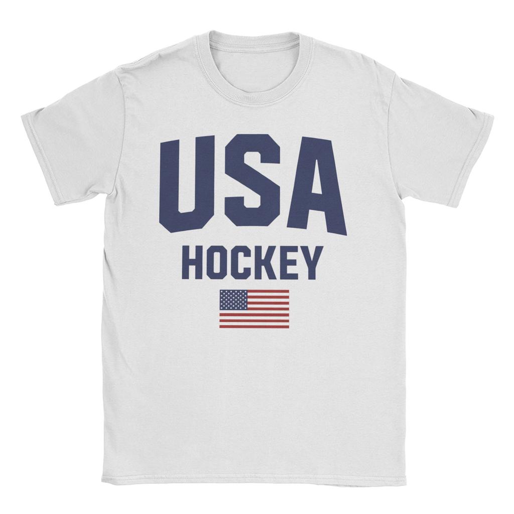 Fashion USA HOCKEY T-Shirt Unisex Women Crew Neck Cotton T Shirts Short Sleeve Tees Gift Idea Tops