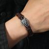 Retro Wolf Head Charm Bracelet for Men Handwoven Leather Adjustable Punk Style Bracelet Simple Jewelry Gift