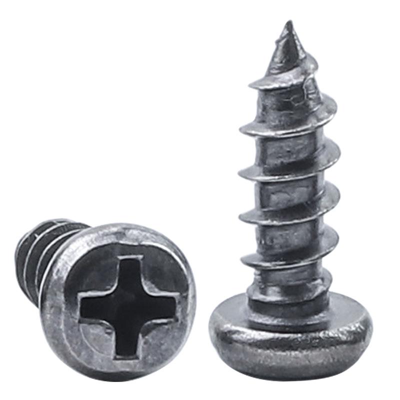 Black Nickel Iron-Plated Cross Recessed Round Head Self-Tapping Screws (M2-M5)