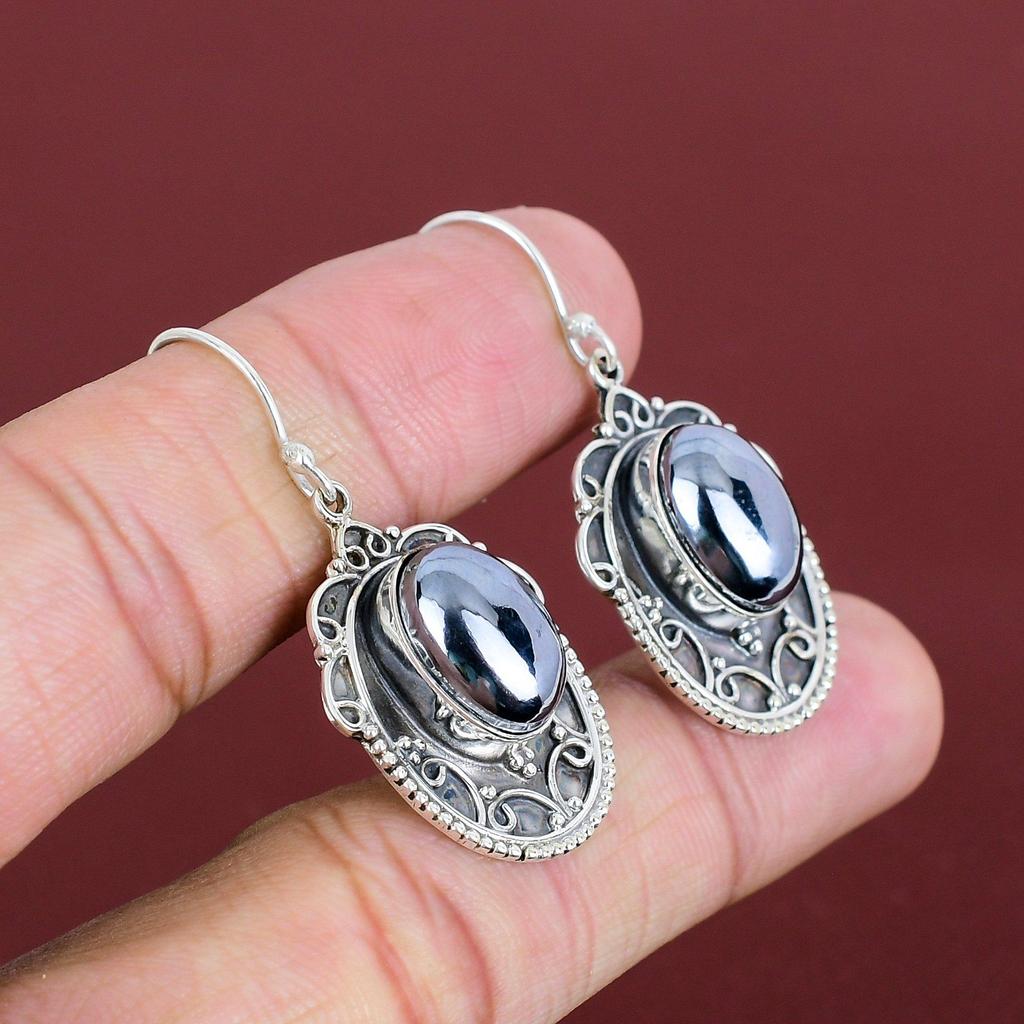 Shungite Earring Gemstone Vintage Earring 925 Sterling Silver Earring Natural Shungite Jewelry Handmade Earrings Antique Earring For Gifts
