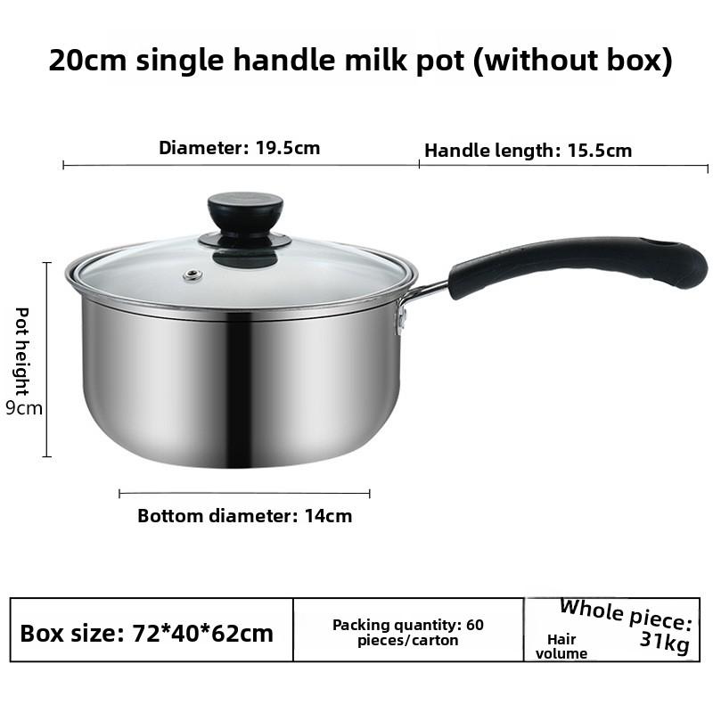 2026 Stainless Steel Milk Pot Non Stick Baby Food Cooker Double Handle Soup Pot For Induction Cooker