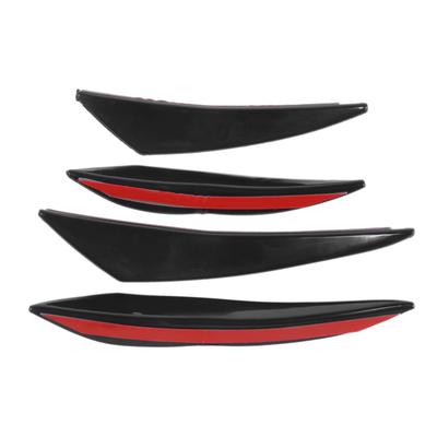 4PCS Car Front Bumper Spoiler Universal Glossy Black Rubber Air Knife for Modification