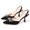 Plus-size pointed-toe high-heeled sandals -  summer new style, high-quality, niche women's shoes, bow tie thin heel sandals