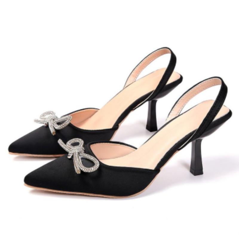 Plus-size pointed-toe high-heeled sandals -  summer new style, high-quality, niche women's shoes, bow tie thin heel sandals