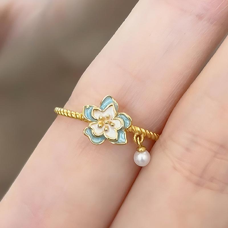 Xiaohongshu Van Gogh Collection: Women s Light Luxury Sand Gold Ring Adjustable