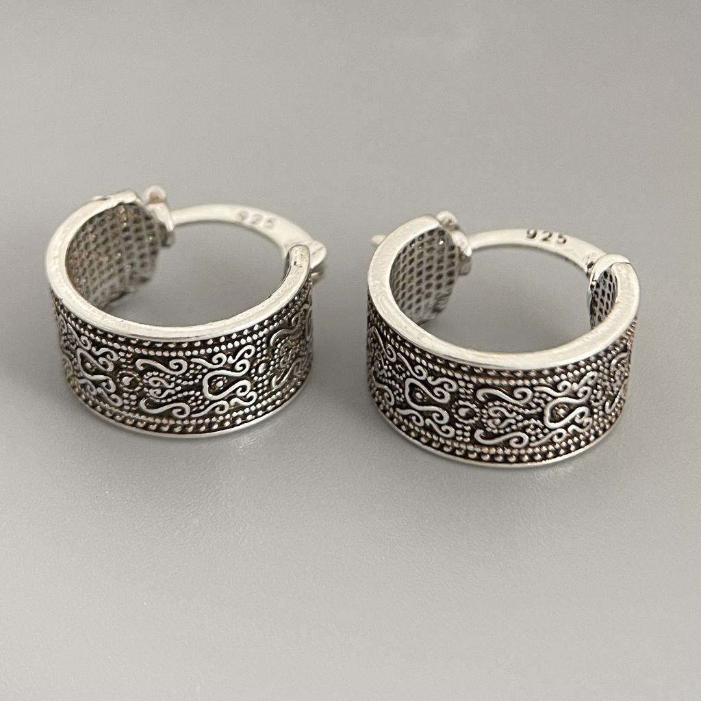 925 Sterling Silver Earrings For Women Trendy Simple Retro Flower Earring Jewelry Prevent Allergy Party Christmas Accessories