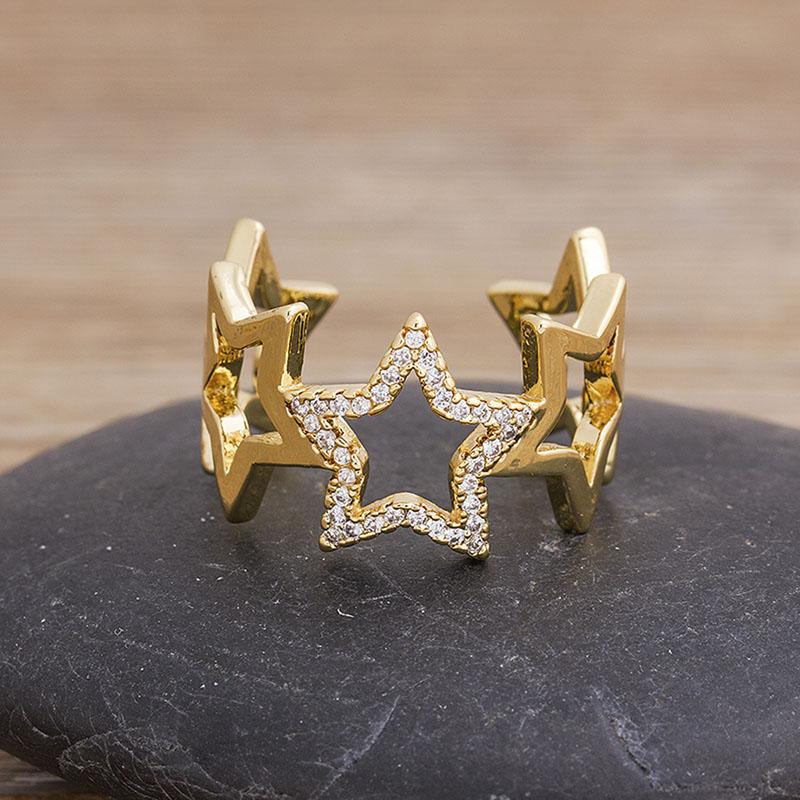 AIBEF Multi-layer Rainbow Flower Adjustable Rings Luxury Cubic Zirconia Crystal Opening Finger Rings For Women Jewelry Gift