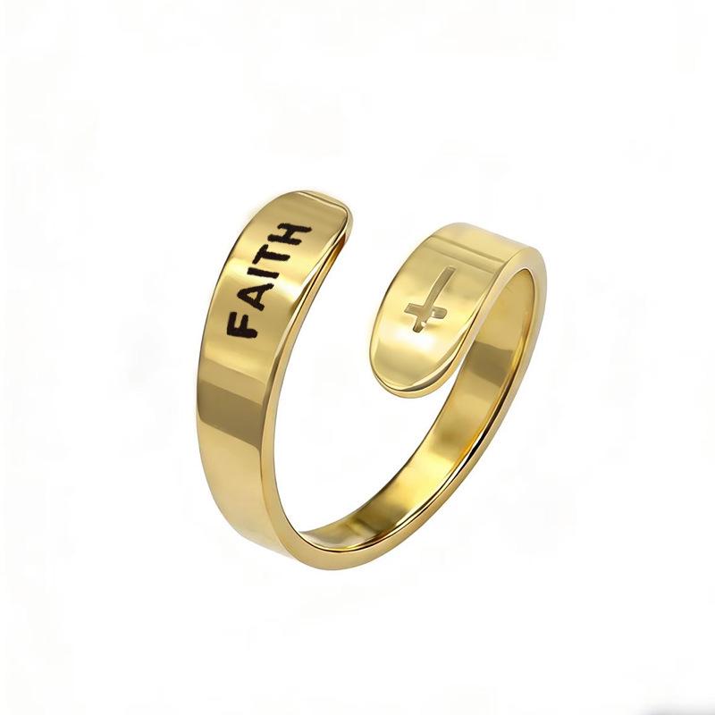 Retro Open Stainless Steel 'I Am Enough' Double Layer Ring for Women