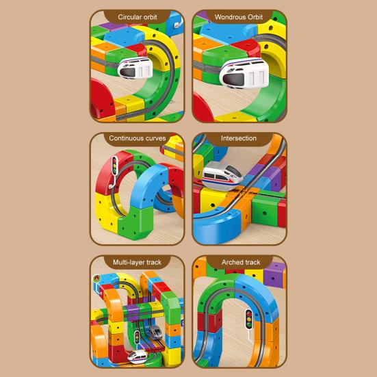51/81/118Pcs/Set Magnetic Track Train Toy Kit Kids DIY Rail Building Gravity-Defying Electric Train Toy Toddlers Track Car Educational STEM