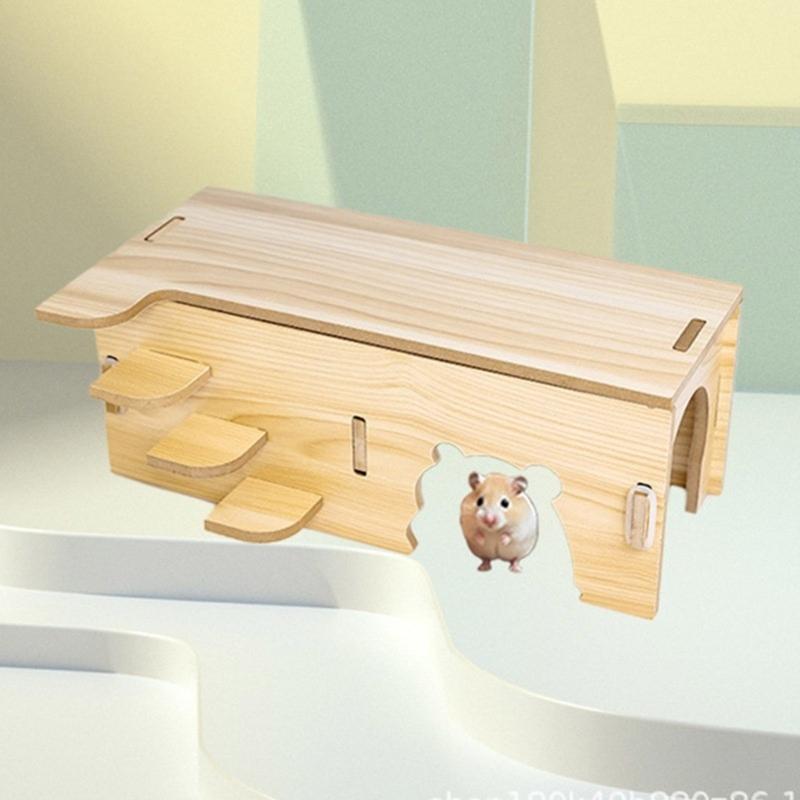 Wooden Hamster Hideaway Small Animal Play Huts Shelter Cave House for Mice and Dwarf Hamsters Cage Decoration