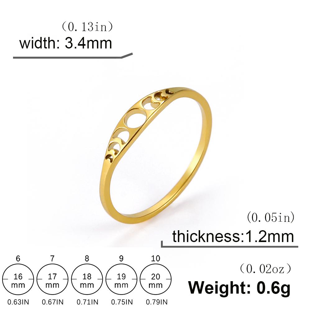 Teamer Moon Phase Ring Stainless Steel Jewelry for Women Men Gold Color Casual Party Pentagram Accessories Amulet Gift 2026