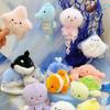 Soft Fluffy Whale Keyring Small Turtle Press Sound Pendant Ocean Animal Plush Keychain  Children