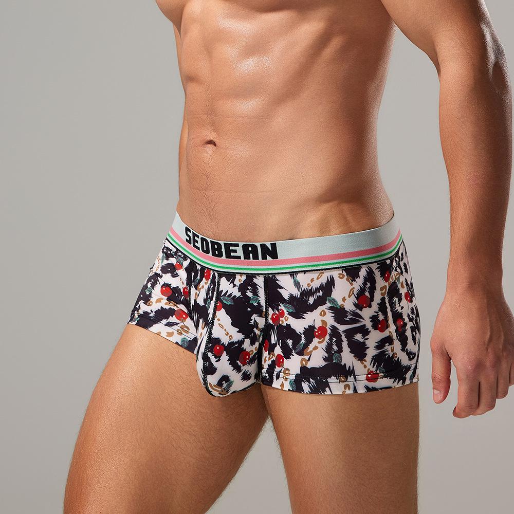 SEOBEAN Men's Low Waist U Pouch Boxer Briefs - Trendy Pattern Trunks