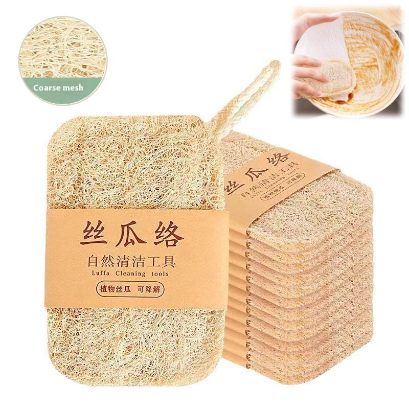 6Pcs Natural Luffa Dish Towel Washing Cloth Sponge Loofah Scrub Pad Dish Pot Oil Stain Removing Scrubber Kitchen Clean Brushes P