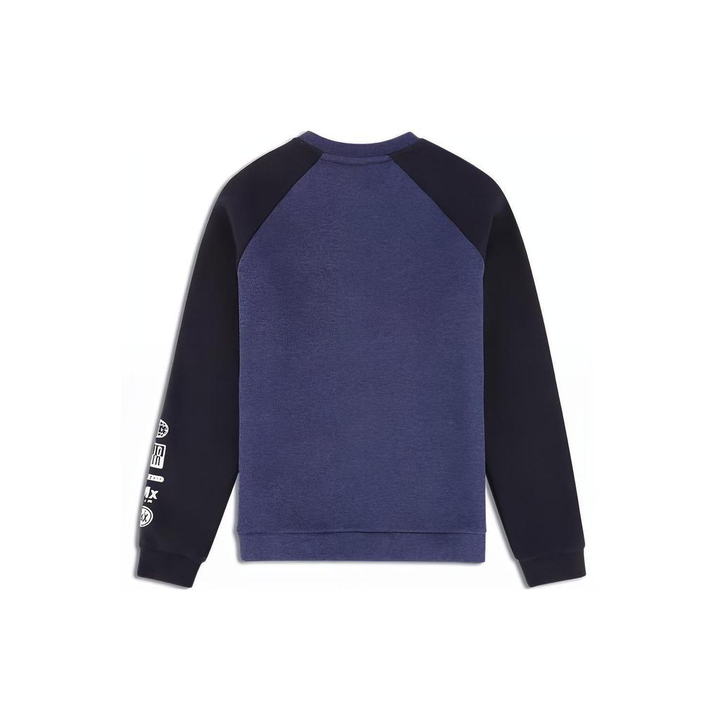 Nike Letter Logo Print Color Block Crewneck Sweatshirt Kids Sweatshirt Navy-Blue 903650-473