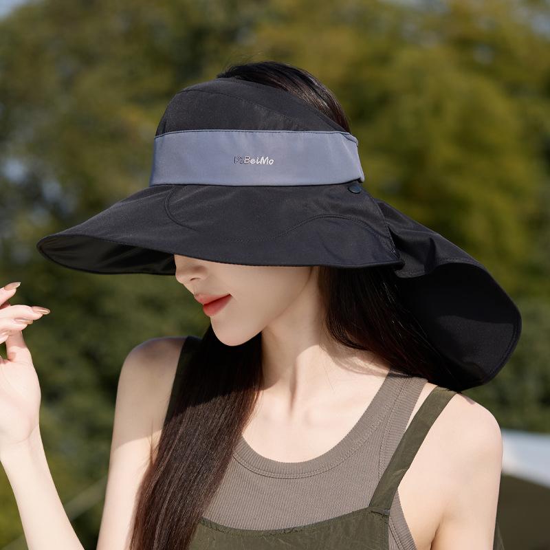 New summer sunscreen sun hat showing face small fashion versatile sun hat children's big eaves shawl neck bucket hat