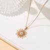 European and American fashion temperament metal wind sun alloy pendant personality sun moon stars dripping oil full diamond pendant collarbone chain