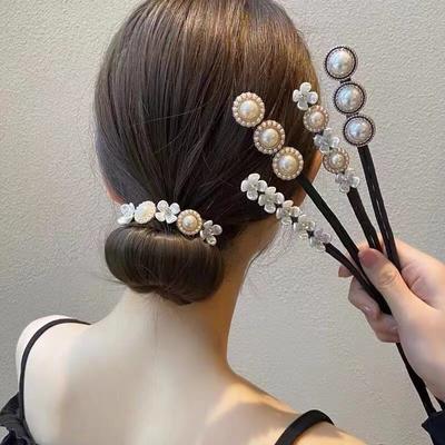 Coreano Pigro Arricciacapelli Accessori Donne Elegante Perla Fiore Forcina Chignon Capelli Twister Fermaglio Per Capelli Treccia Ragazze Copricapo