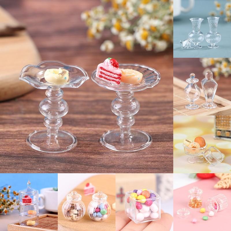 1:12 Dollhouse Miniature Mini Figure Accessories Playthings Transparent Candy Fruit Jar Candy Bottle Miniature Families Present