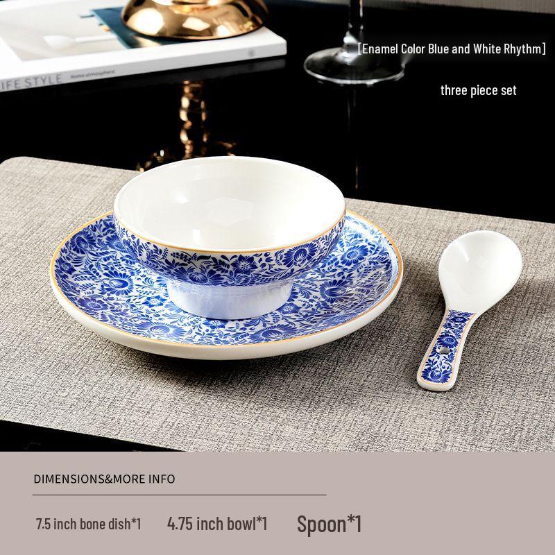 JingQingFu Enamel Glazed Ceramic Dinnerware Set
