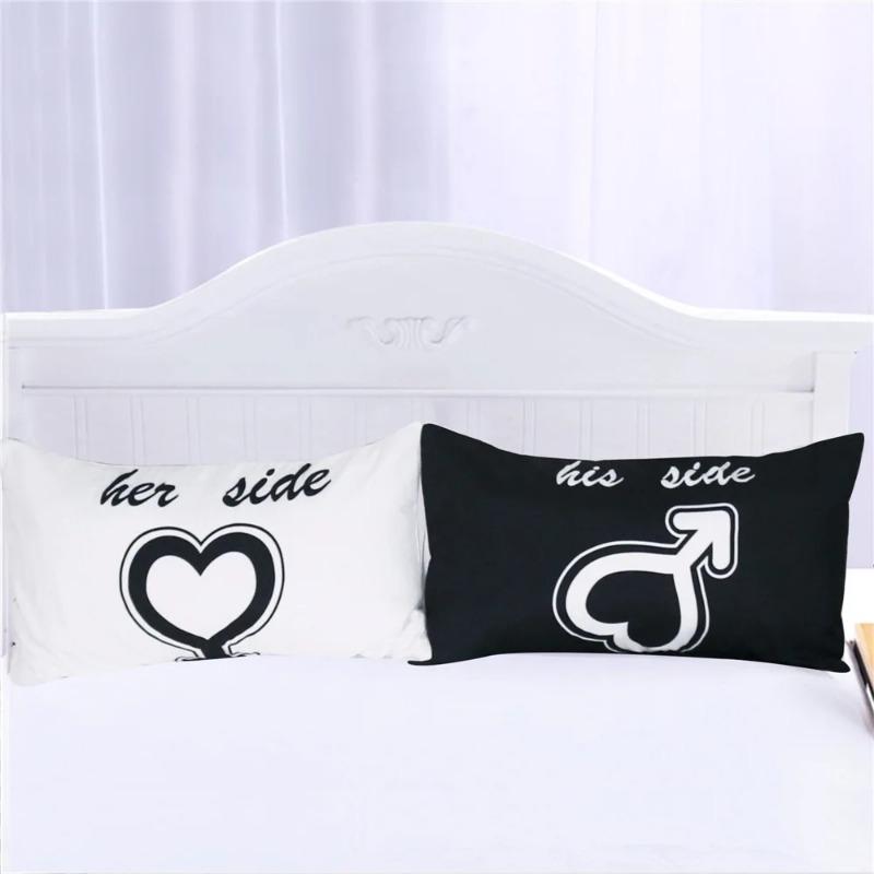 Ropa De Cama Bedding Set King Size Black White Duvet Cover PillowCases Dekbedovertrek Sets 260x220 Lovers Her His Side Bedset