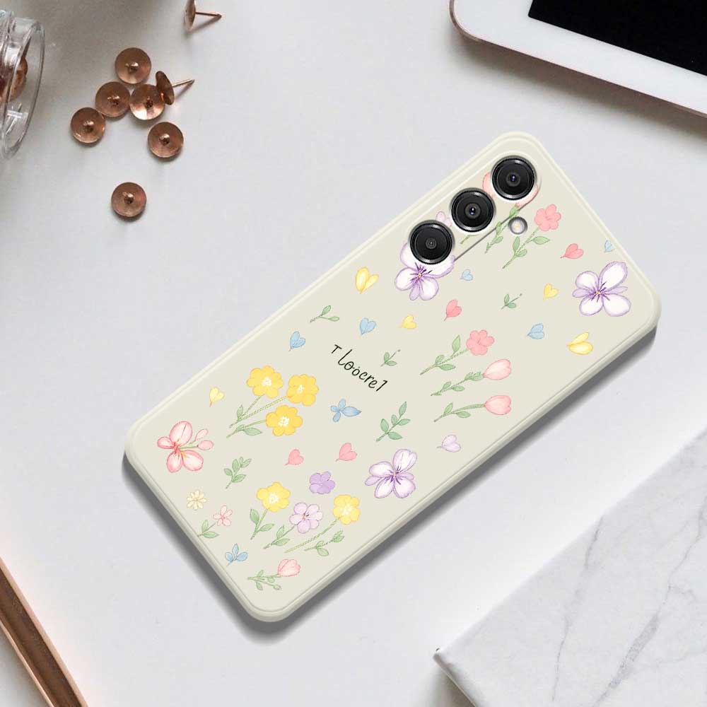 For Samsung Galaxy A16 5G/4G Case Small Flowers Pattern Printing Straight Edge TPU Phone Back Cover
