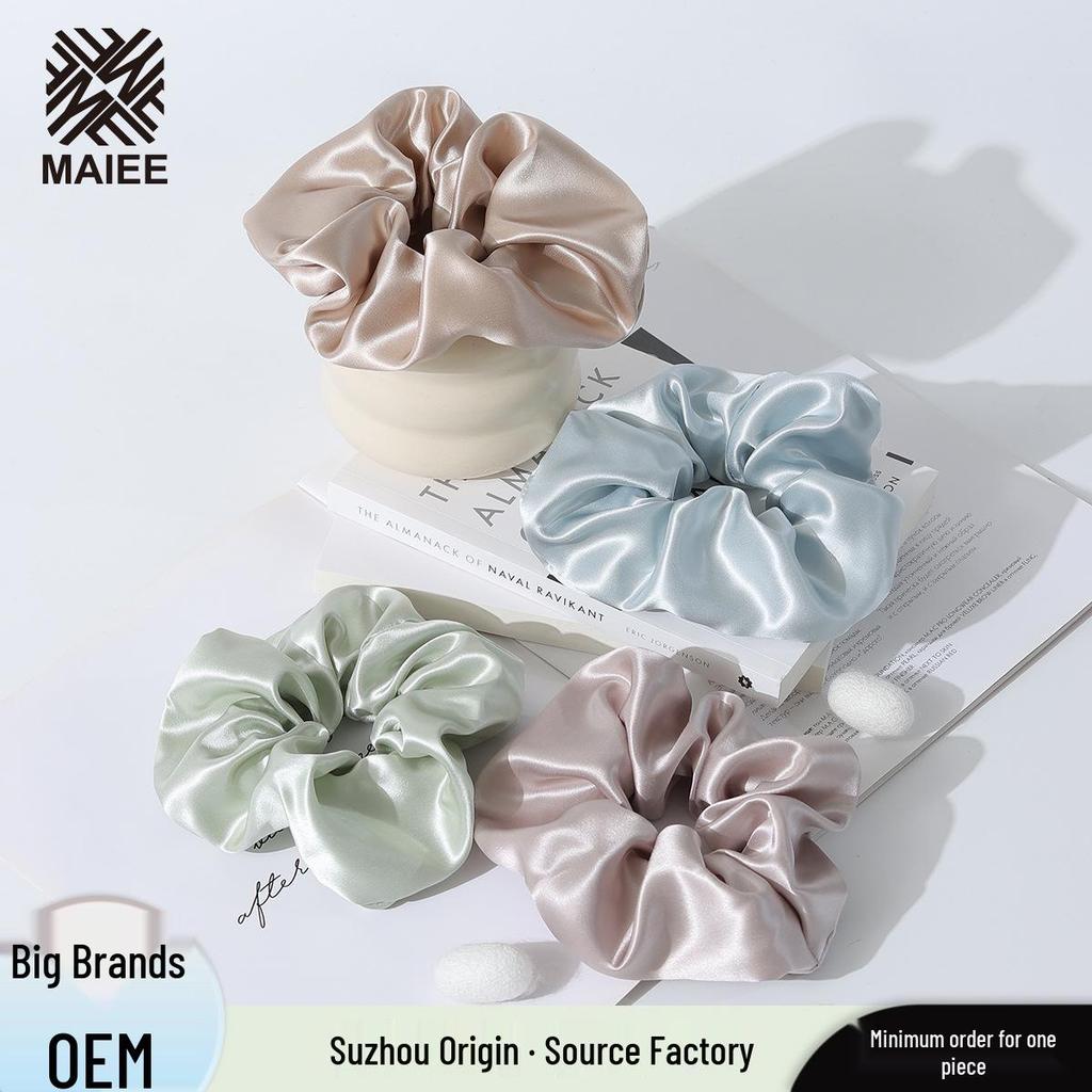 7cm Extra Large Silk Hair Tie - 22 Momme, Large Intestine Ring, 55cm Fabric, Custom Label Available