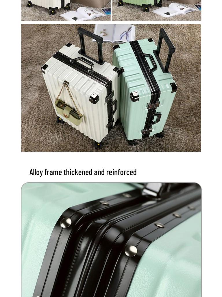 Durable Leather Carry-on Trolley with Combination Lock for Students and Men