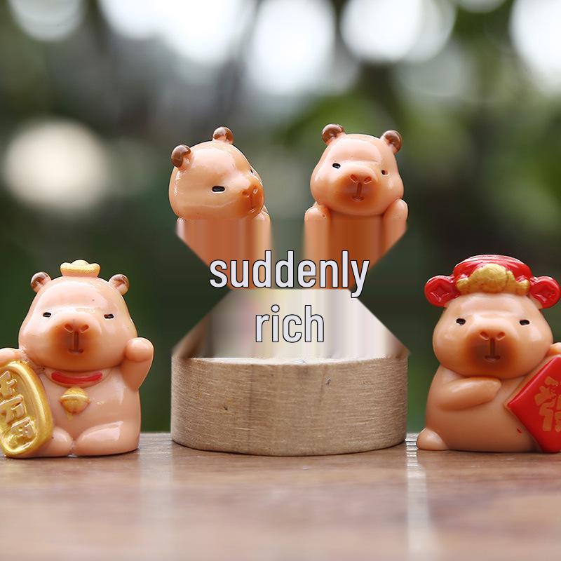 Capybara Lucky Mascot Resin Figure Doll - Creative Blind Box Micro Landscape Ornament