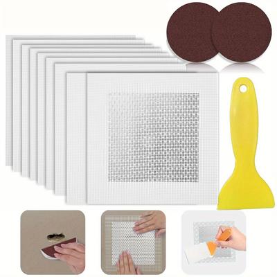 4pcs Plasterboard Repair Kit Including Scraper Sandpaper - Complete Set With 4-Inch Fibreglass Mesh Metal Plasterboard Patch