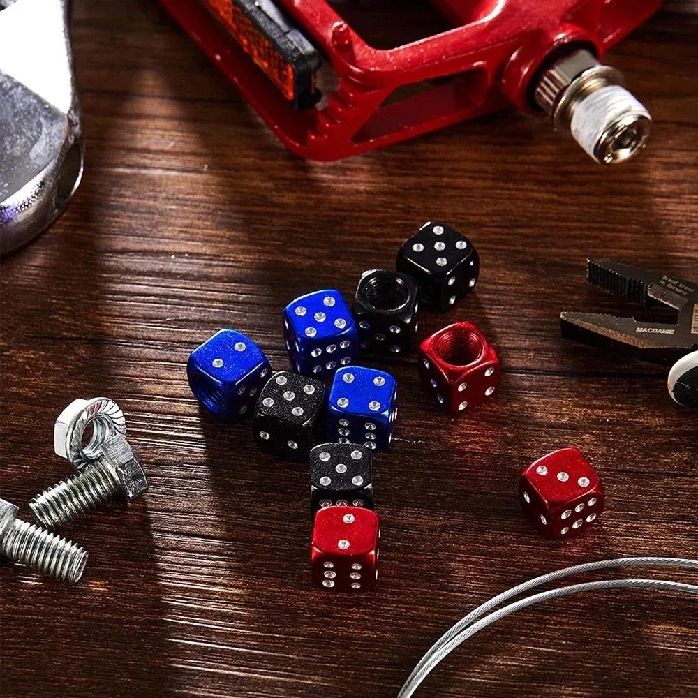 4Pcs/Set Aluminum Car Truck Motocycle Bike Dice Wheel Stem Tyre Tire Wheel Stem Air Valve Dust Cap Cover