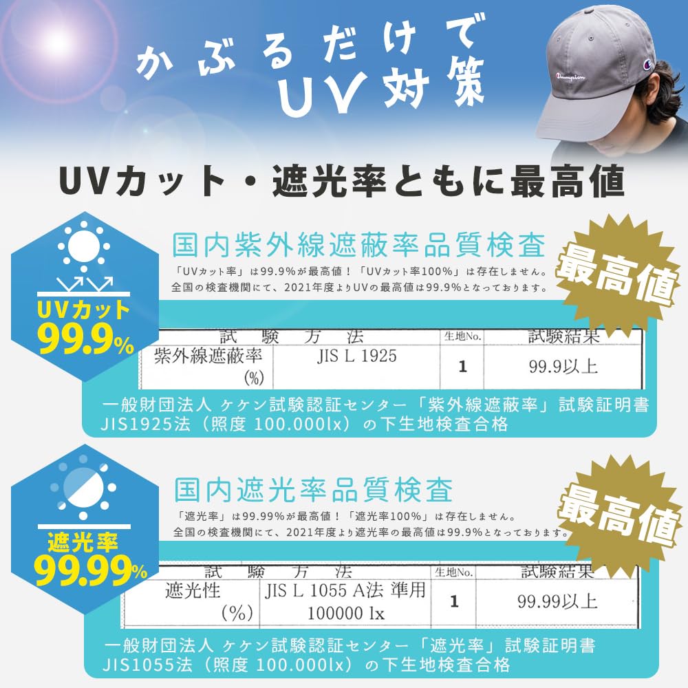 Cap for Men and Brand Deep Large UV Numbered [Champion] Women, Name, Fit, Size, 100% Cotton, Protection, 60-62cm (JP, Size, 60.0 Cm, 62.0 Cm,