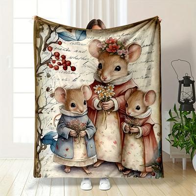 Entzückende Mausfamilie Thema Decke Schlafzimmer Decke für Wohnzimmer Sofa Mittagspause Weicher Überwurf für Freund's Festival Geschenk