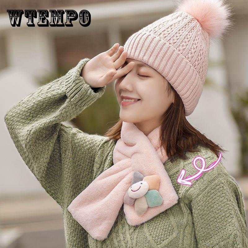 

Милый шарф для девочек, женский осенне-зимний универсальный студенческий шарф с имитацией кролика, плюшевая защита шеи, маленький шарф, чтобы согреться, женский