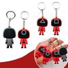 Squid Game Keychain With Red Guard Staff Worker Figure For Bags And Backpacks