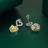 Diamond Earrings for Women High Carbon Diamond Simulation Yellow Diamond 8 * 8 Heart Earrings Jewelry for Her Birthday Christmas Gift