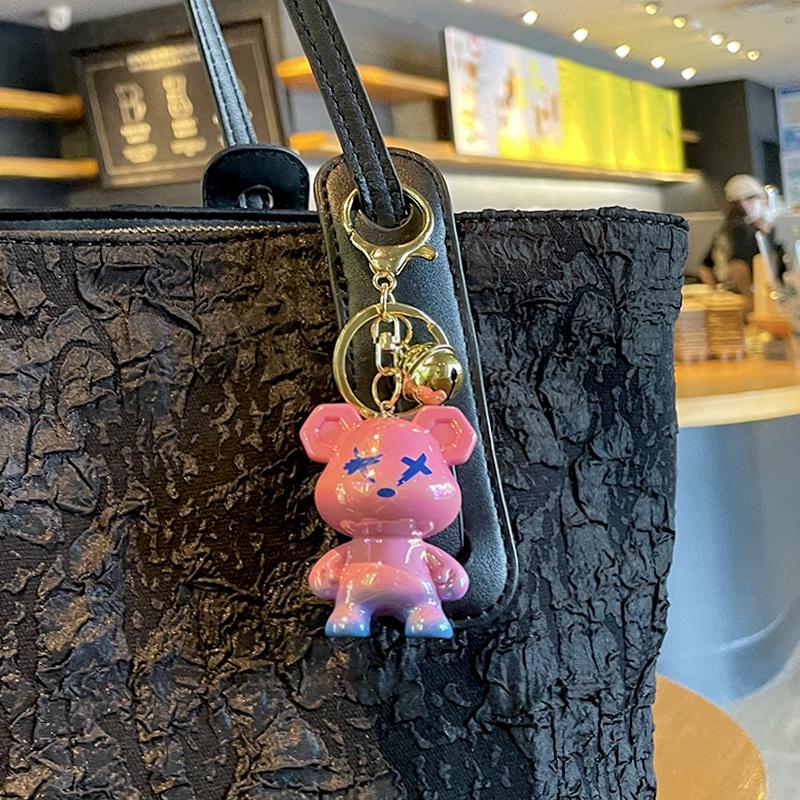 Colorful Cartoon Bear Keychain - Limited Edition Gift for Students and Backpacks