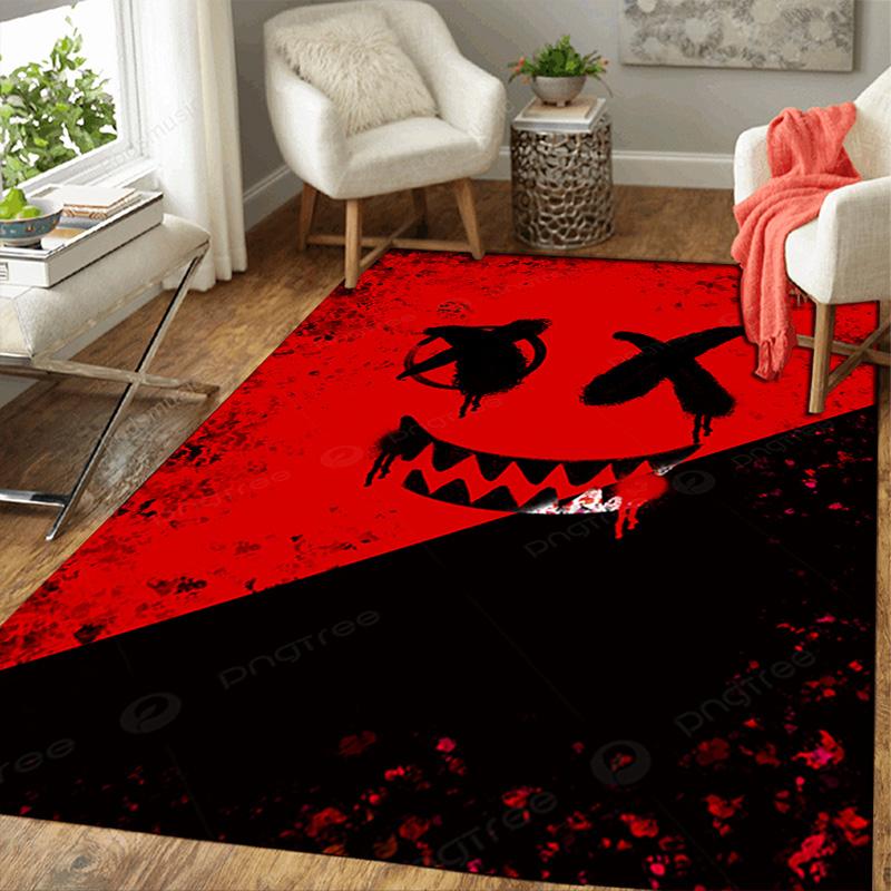 Black and Red Smiley Face Graffiti Rug Floor Mat for Living Room or Bedroom Soft and Comfortable Carpet a Gift for Birthday and Holiday.MFF0918277